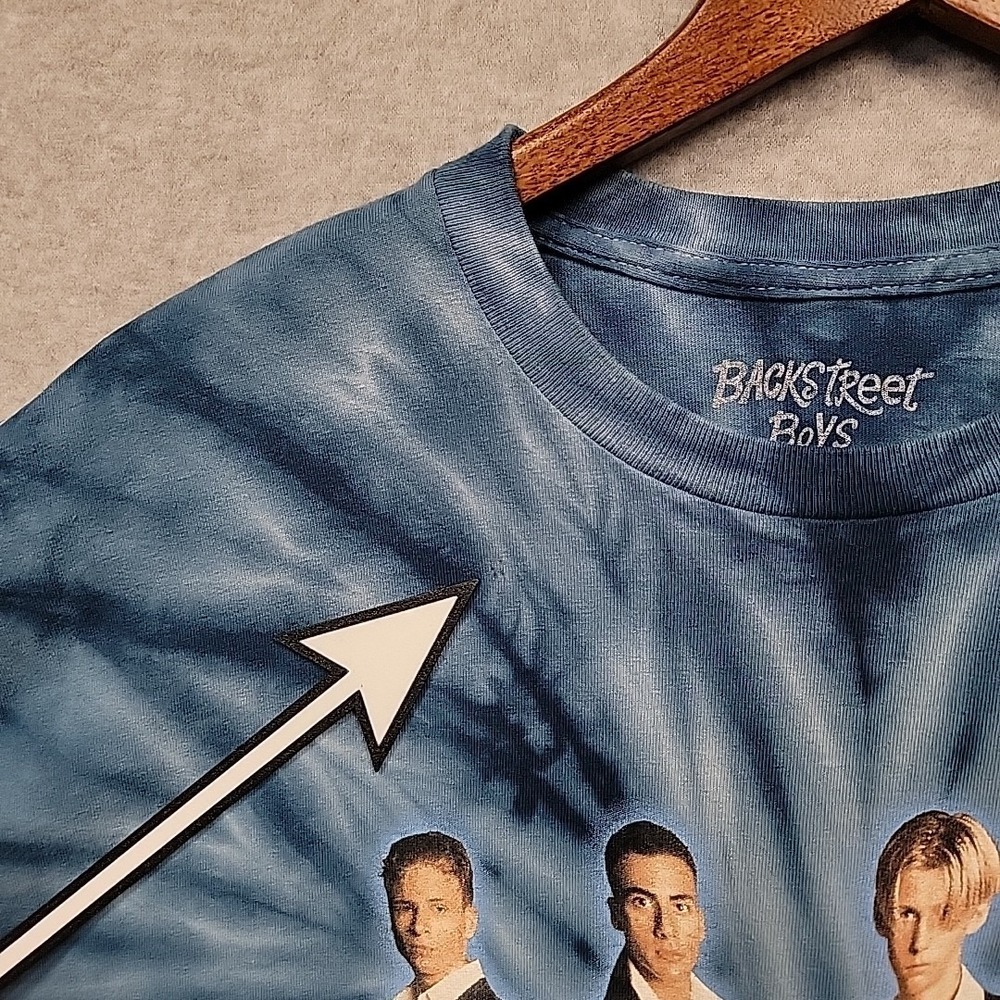 BACKSTREET BOYS T-Shirt Mens Large Graphic Tee Blue Tie Dye Retro All Cotton BSB - Picture 8 of 8